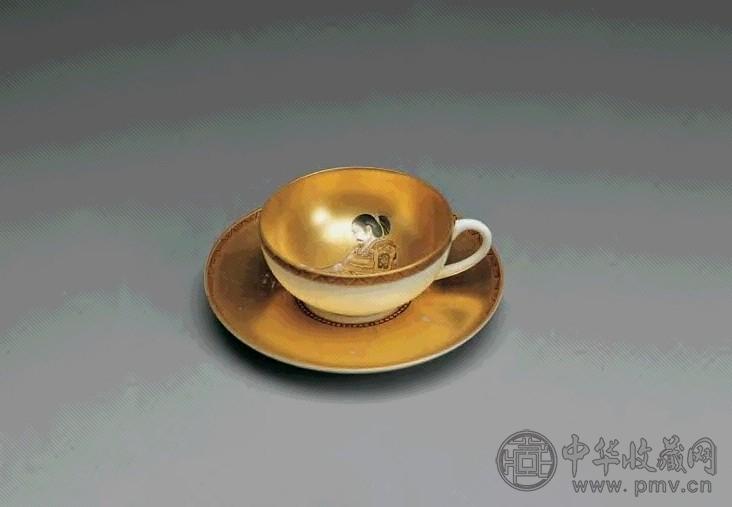 日本描金彩瓷把杯、杯托