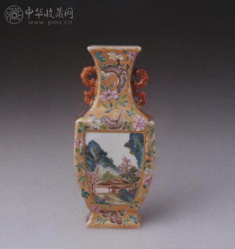 清朝粉彩山水人物文瓶 清乾隆粉彩开光山水壁瓶收藏资讯|艺术家|书画家|书画名人|书法家-中华