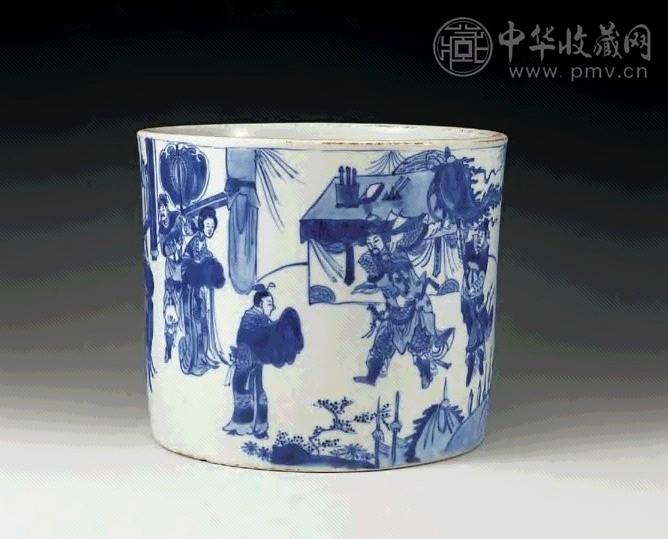 清康熙 青花人物故事卷筒