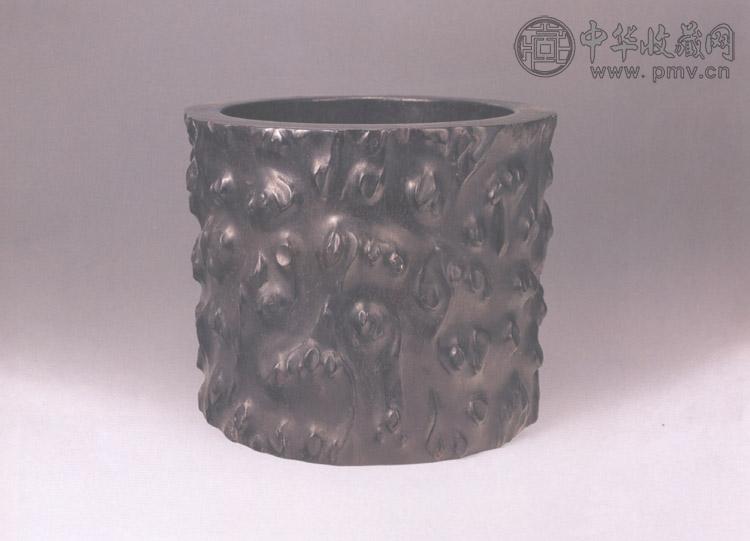 清 紫檀树榴笔筒