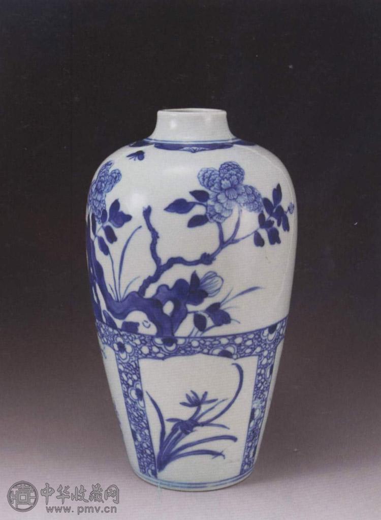 清道光 青花四季花卉梅瓶