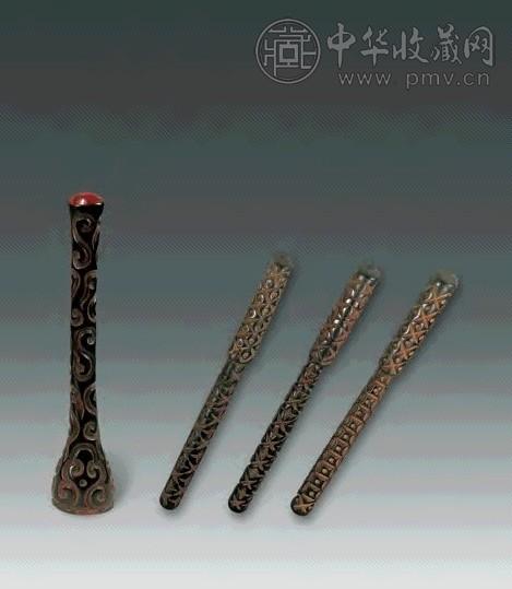 明 剔犀云纹笔杆 四件