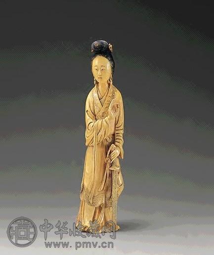 清 牙雕抚剑仕女