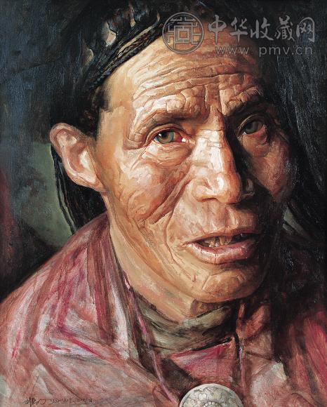 刘亚明 2005年 西藏老人 布面油画