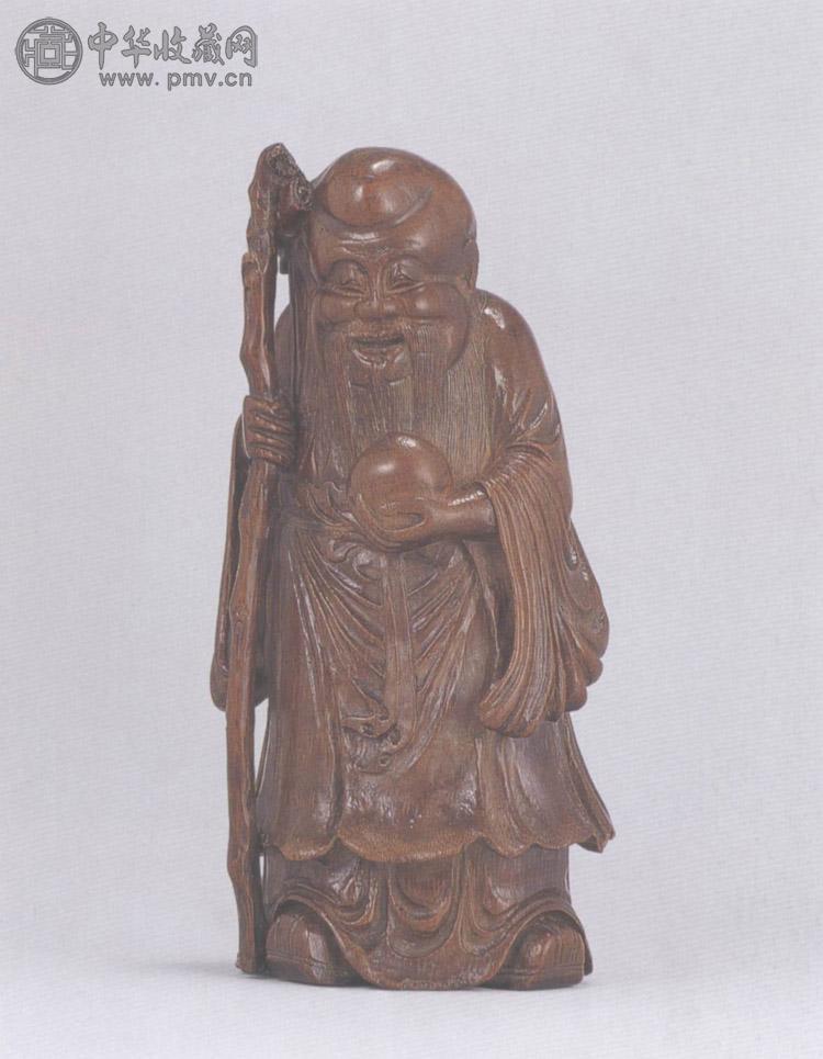 清 竹雕寿星立像