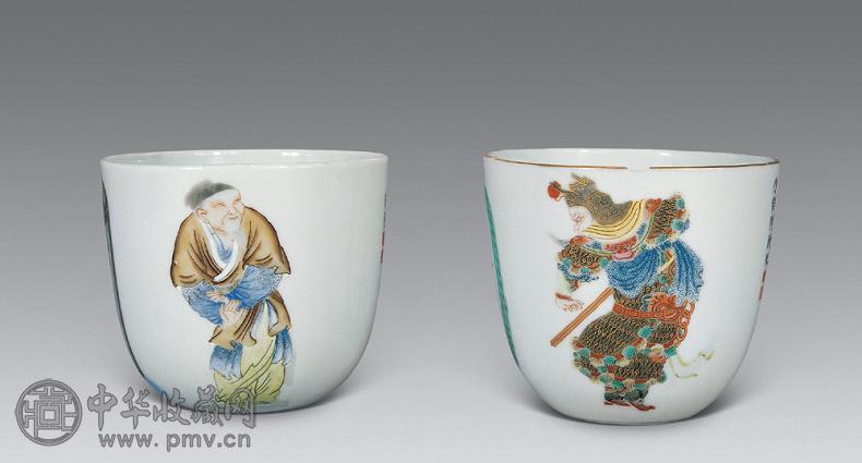 清嘉庆 粉彩无双谱杯(2只)