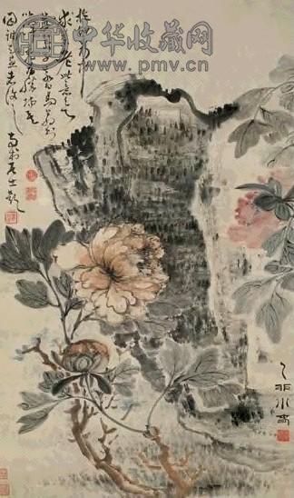 高凤翰 1735年作 富贵坚固 立轴 设色纸本