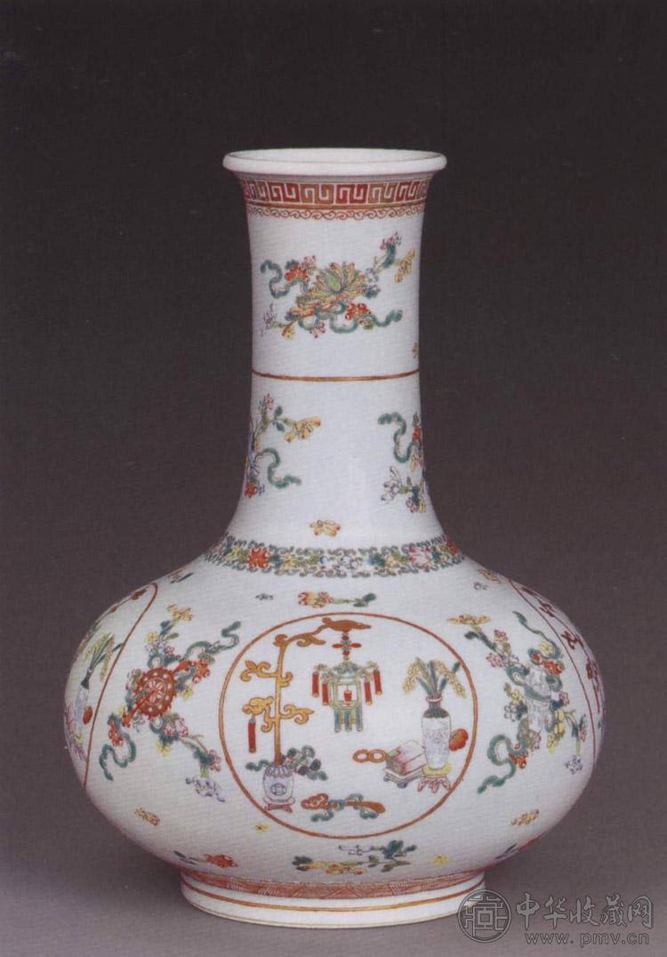 清光绪 粉彩开光八宝纹瓶