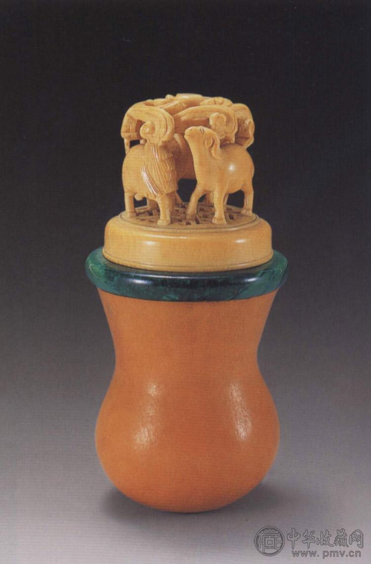 清 牙口三羊开泰蝈蝈葫芦