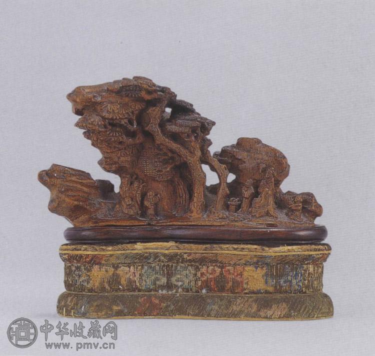 清 竹根雕八仙图小山子