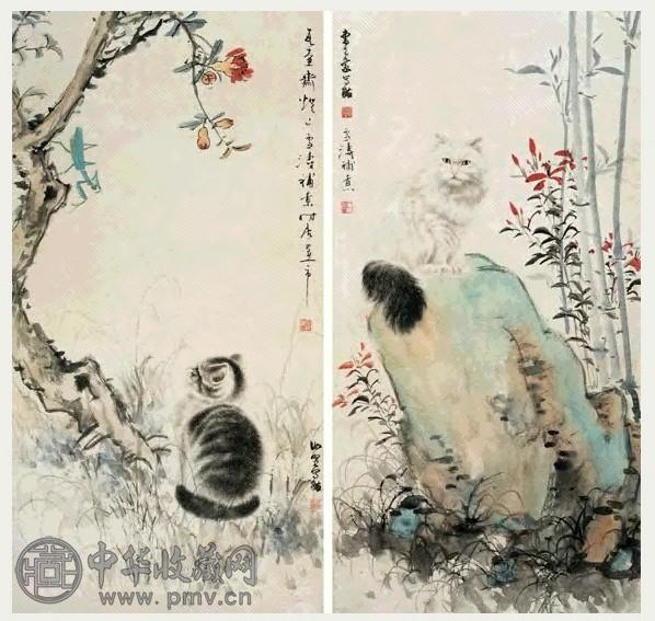 现代曹克家猫趣图轴(2件) 收藏资讯|艺术家|书画家|书画名人|书法家