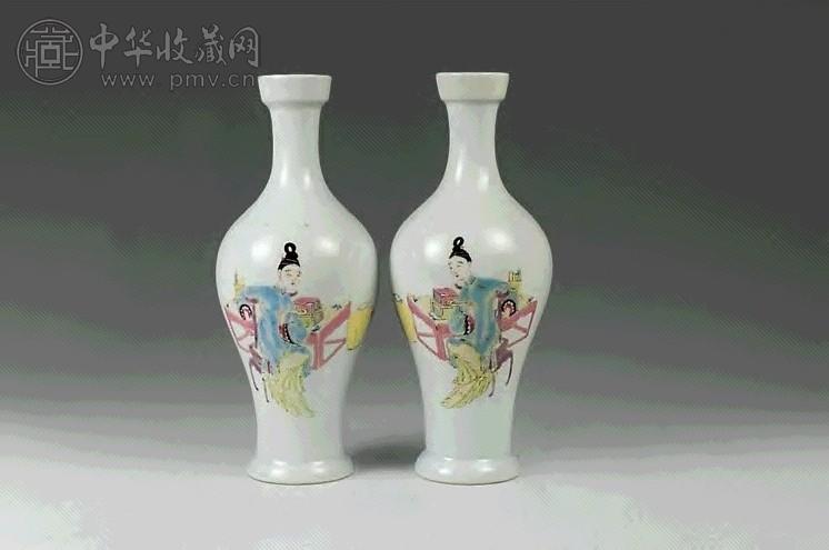 清光绪粉彩仕女橄榄瓶一对收藏资讯|艺术家|书画家|书画名人|书法家