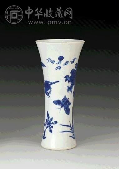 清康熙 青花花鸟纹小花觚