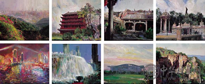 骆根兴 2004年 羊城八景 布面油画
