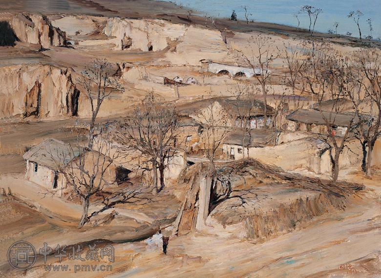 崔国强 黄土农家 油画 画布