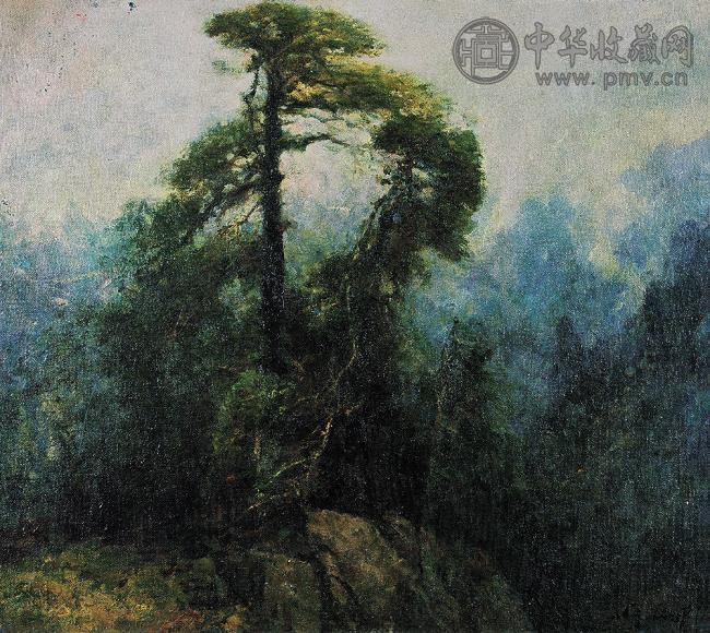 林宏基 黄山松 木板油画