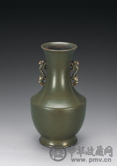 清乾隆 茶叶末釉双耳瓶