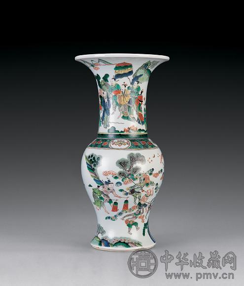 清光绪 五彩钟馗嫁妹图觚