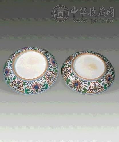 清道光 粉彩勾莲盘(2件)