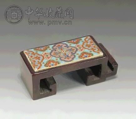 清 木嵌粉彩瓷板墨床