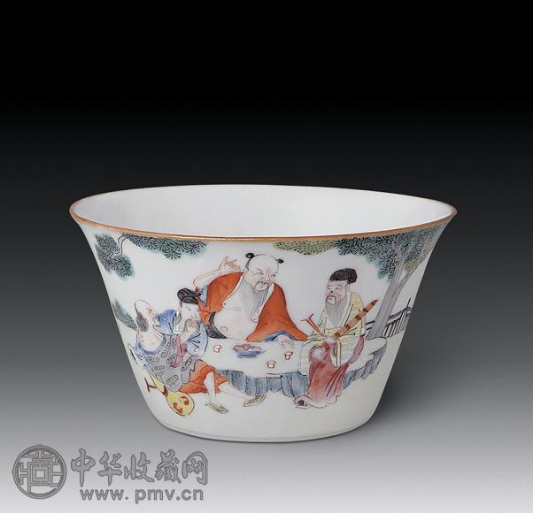 清道光 粉彩人物杯