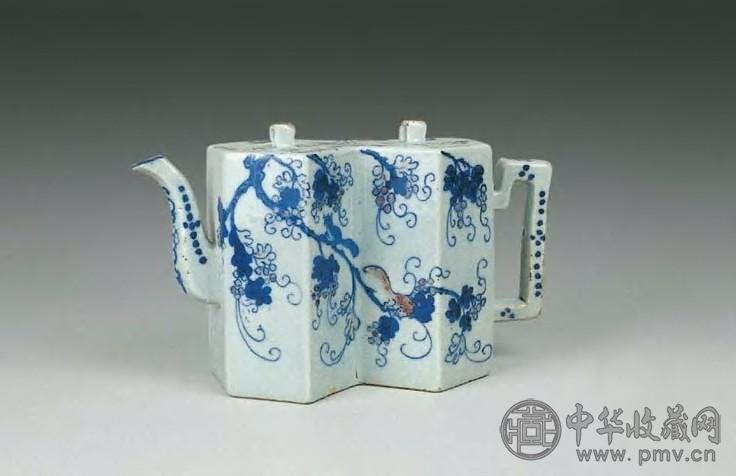 清中期青花釉里红松鼠葡萄双联茶壶收藏资讯|艺术家|书画家|书画名人