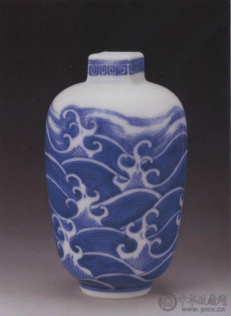 清雍正 青花海水小瓶