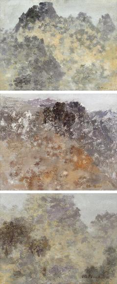 徐福厚 2002年 风景三联 布面油画