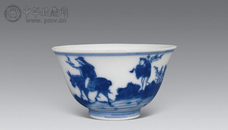 清雍正 青花踏雪寻梅小杯