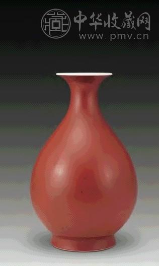 清光绪 红釉玉壶春瓶