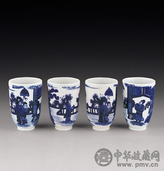 清 光绪青花人物杯(1套4件)