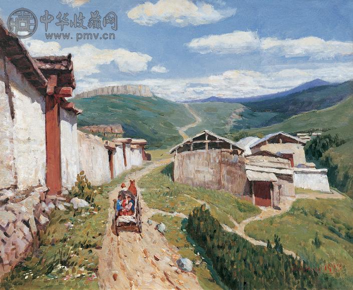 张华清 1993年作 通往拉萨的路 布面 油画