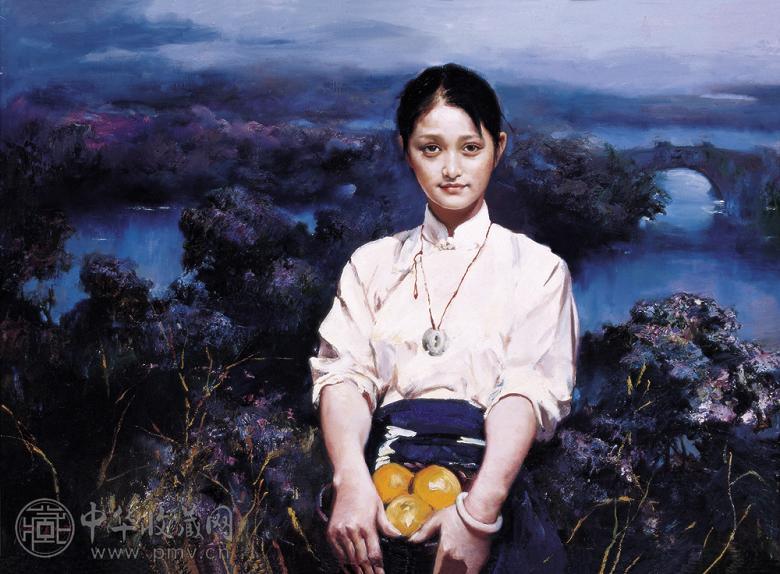 潘鸿海 亭亭玉立 布面油画