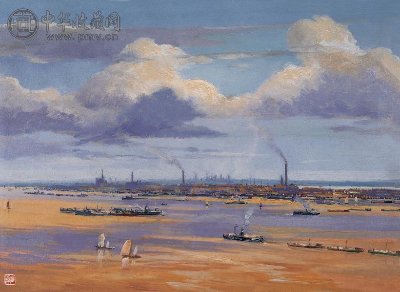 钱延康 武昌江岸 油画 纸本