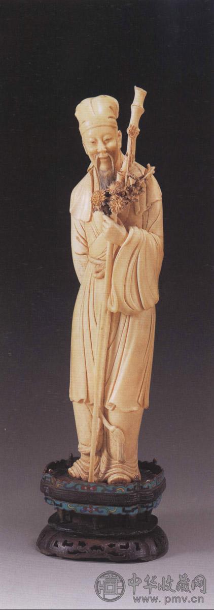 清 象牙陶渊明采菊立像