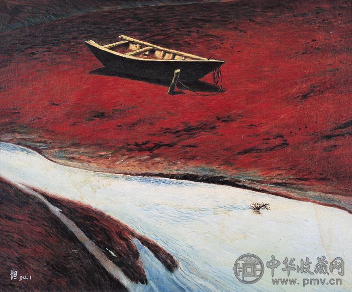 雷坦 1990年 船 布面油画