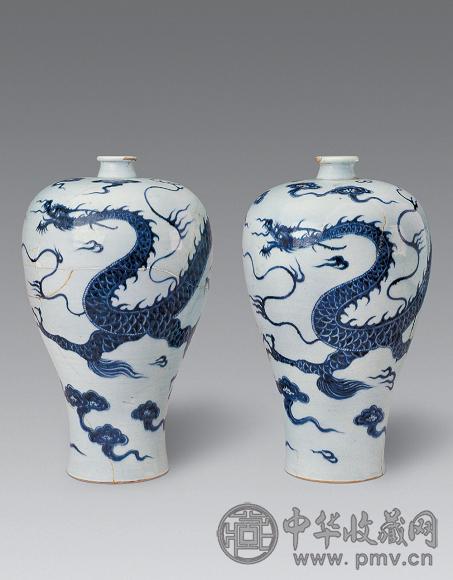 元 青花龙纹梅瓶(1对)