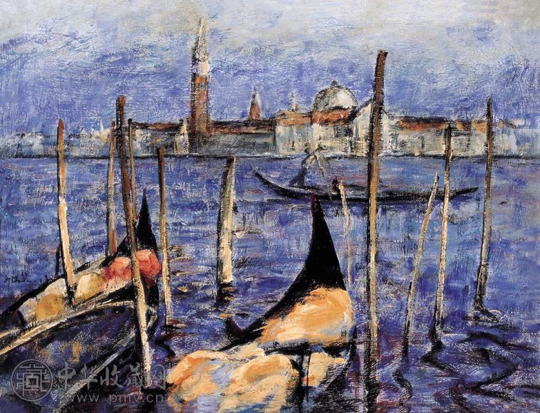 邱瑞敏 1992年 威尼斯港湾 布面油画