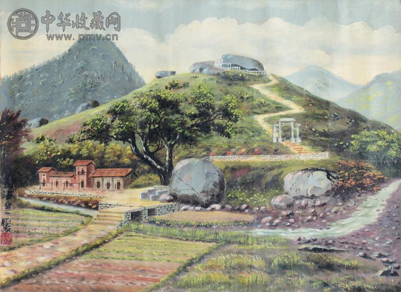 刘海粟 郊区油画 油画画布