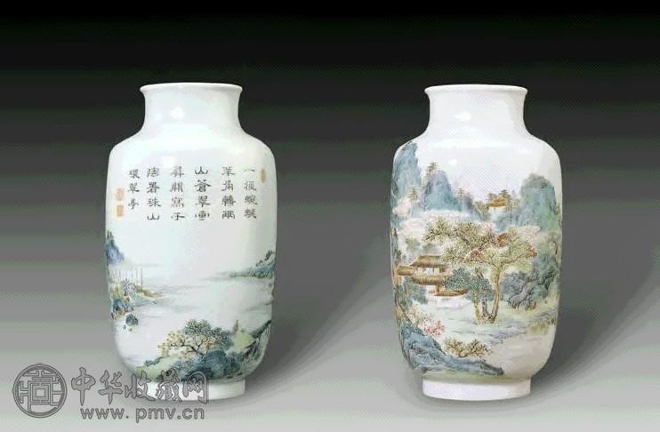 清雍正/乾隆唐英制粉彩山水题诗句灯笼瓶收藏资讯|艺术家|书画家|书画