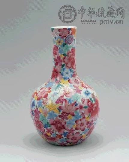 清 道光 粉彩百花图瓶