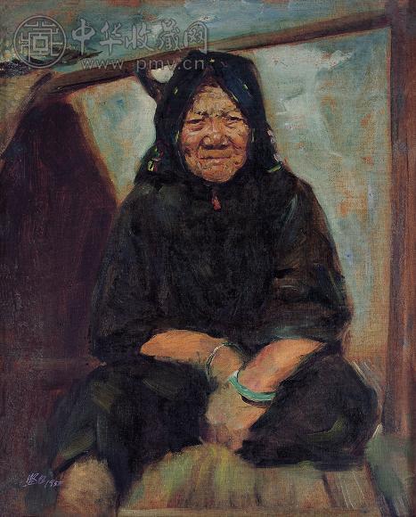 徐坚白 1995年 老渔妇 纸本油画