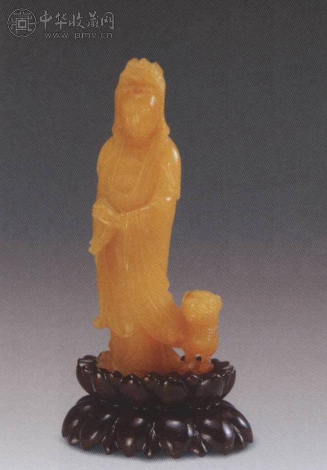 清 田黄石雕观音