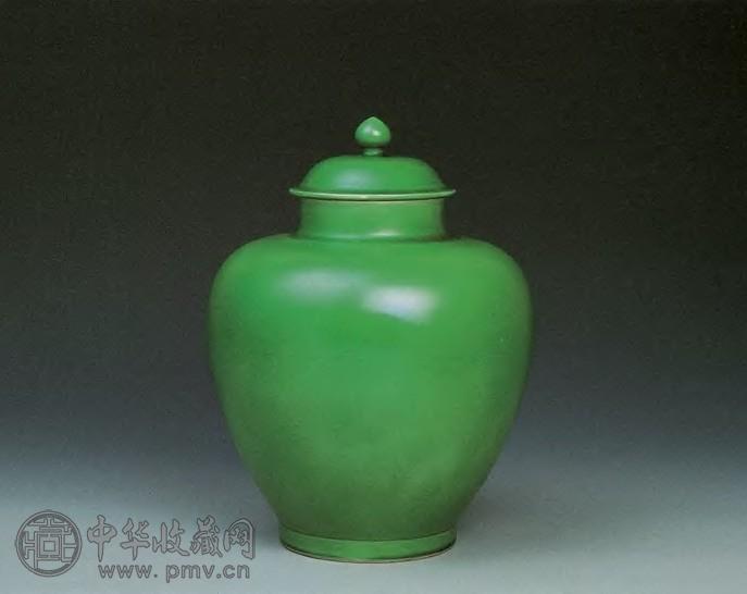 清康熙 苹果绿釉盖罐