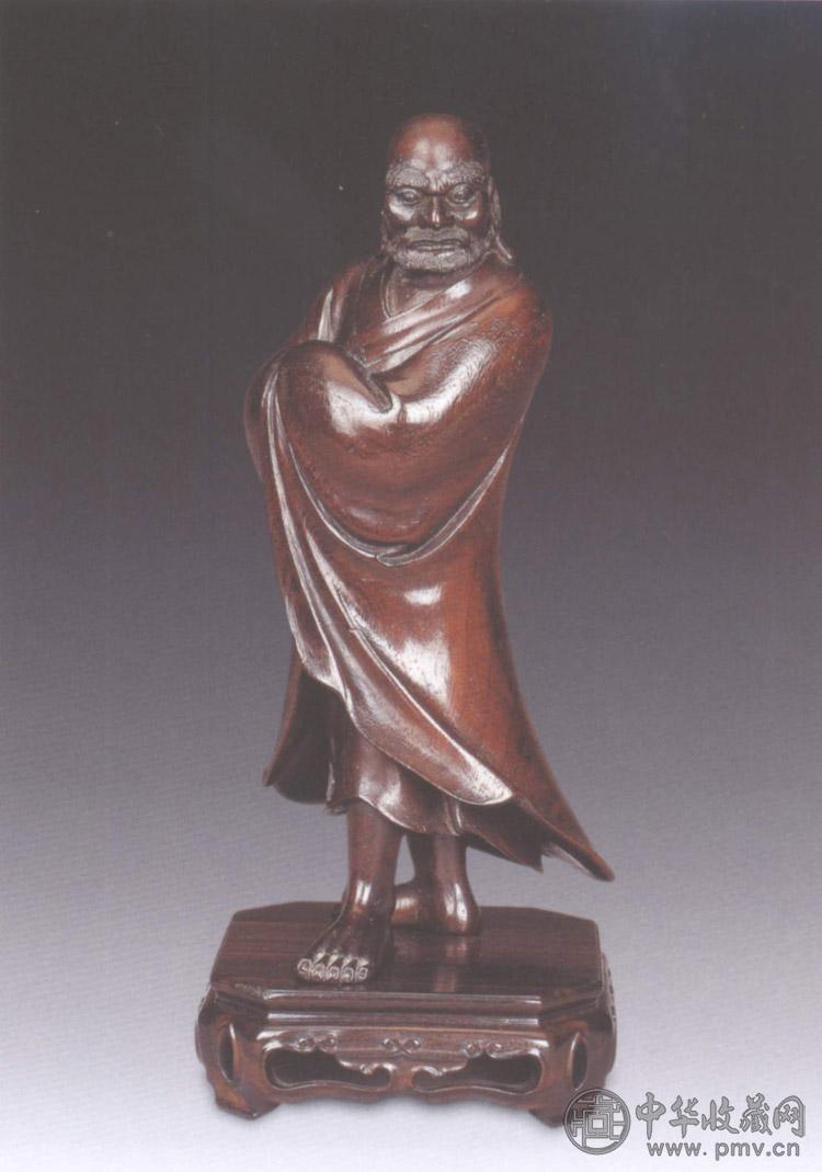 清乾隆 鸡翅木雕达摩像