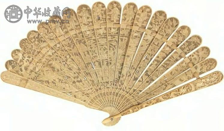清 象牙透雕八仙折扇