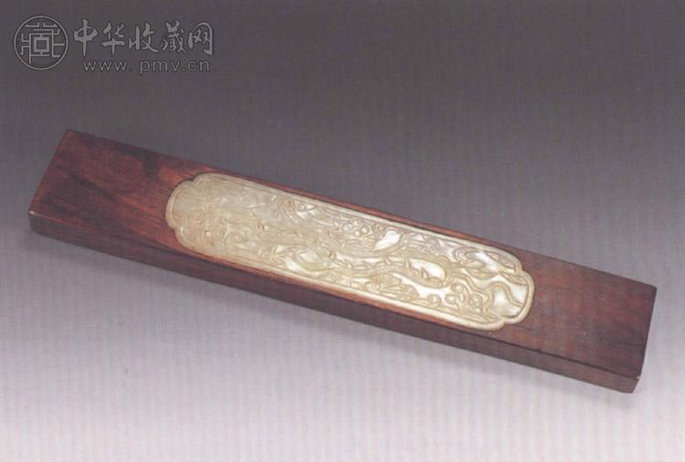 清 红木嵌玉镇纸