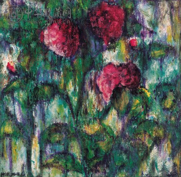 孔柏基 1999年 花卉 纸板油画