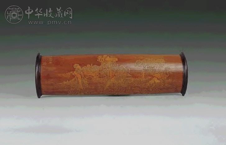 清 竹刻山水臂搁