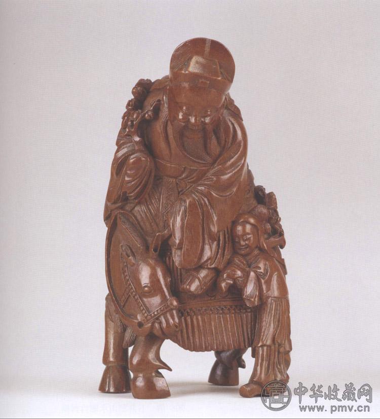 清 竹根雕踏雪寻梅像